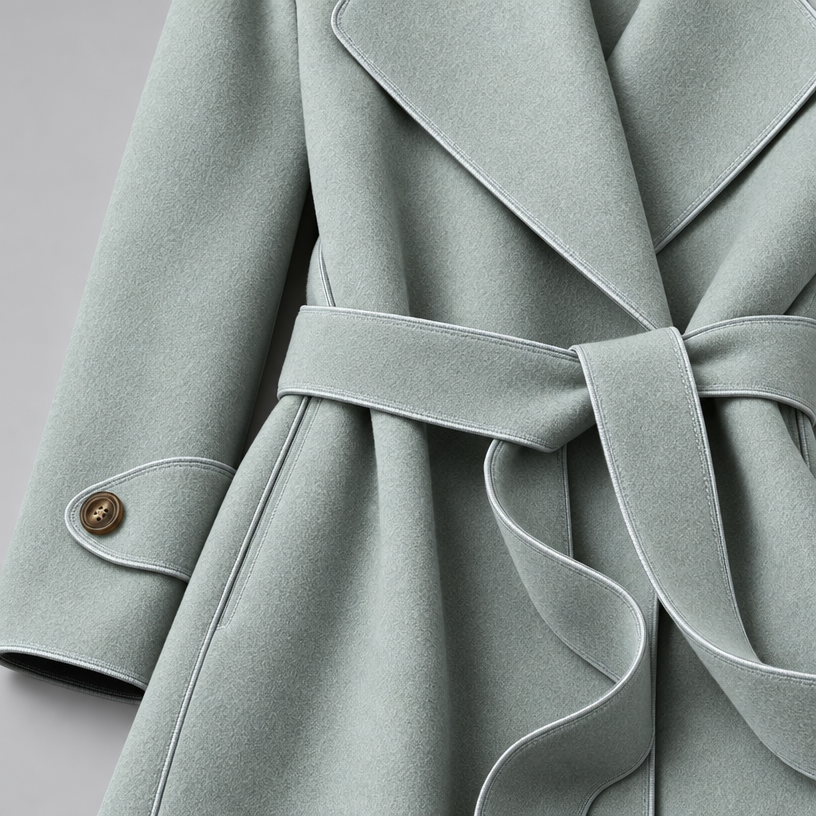 Damen Lang-Trenchcoat mit Bindegürtel – Relaxed Fit — Puderblau