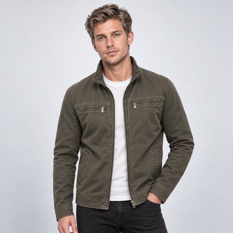 Herren Vintage-Fieldjacket mit Stehkragen – Regular Fit