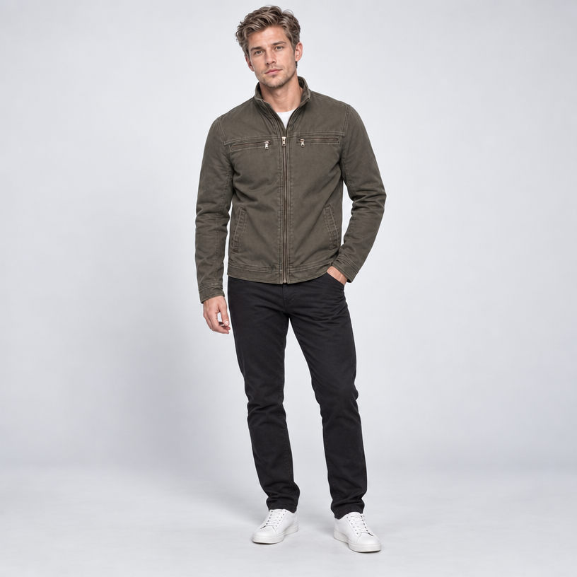 Herren Vintage-Fieldjacket mit Stehkragen – Regular Fit