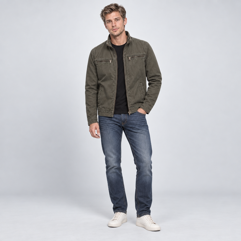 Herren Vintage-Fieldjacket mit Stehkragen – Regular Fit