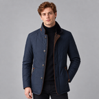 Herren Leichte Steppjacke mit Stehkragen und Reißverschluss — Dunkelblau