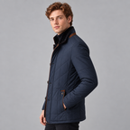 Herren Leichte Steppjacke mit Stehkragen und Reißverschluss — Dunkelblau