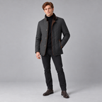 Herren Leichte Steppjacke mit Stehkragen und Reißverschluss — Schwarz