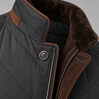 Herren Leichte Steppjacke mit Stehkragen und Reißverschluss — Schwarz