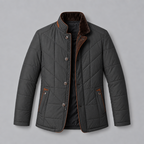 Herren Leichte Steppjacke mit Stehkragen und Reißverschluss — Schwarz