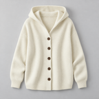 Damen Kapuzen-Strickjacke mit Knopfleiste – Relaxed Fit — Beige