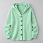 Damen Kapuzen-Strickjacke mit Knopfleiste – Relaxed Fit — Grün