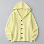 Damen Kapuzen-Strickjacke mit Knopfleiste – Relaxed Fit — Gelb