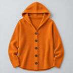 Damen Kapuzen-Strickjacke mit Knopfleiste – Relaxed Fit — Orange