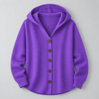 Damen Kapuzen-Strickjacke mit Knopfleiste – Relaxed Fit — Lila