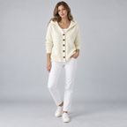 Damen Kapuzen-Strickjacke mit Knopfleiste – Relaxed Fit — Beige