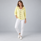 Damen Kapuzen-Strickjacke mit Knopfleiste – Relaxed Fit — Gelb