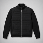 Herren Hybrid-Steppjacke mit Strickärmeln – Regular Fit — Schwarz