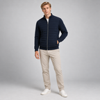 Herren Hybrid-Steppjacke mit Strickärmeln – Regular Fit — Navy