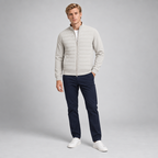 Herren Hybrid-Steppjacke mit Strickärmeln – Regular Fit — Hellgrau