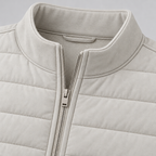 Herren Hybrid-Steppjacke mit Strickärmeln – Regular Fit — Hellgrau