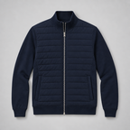 Herren Hybrid-Steppjacke mit Strickärmeln – Regular Fit — Navy