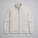 Herren Hybrid-Steppjacke mit Strickärmeln – Regular Fit — Hellgrau