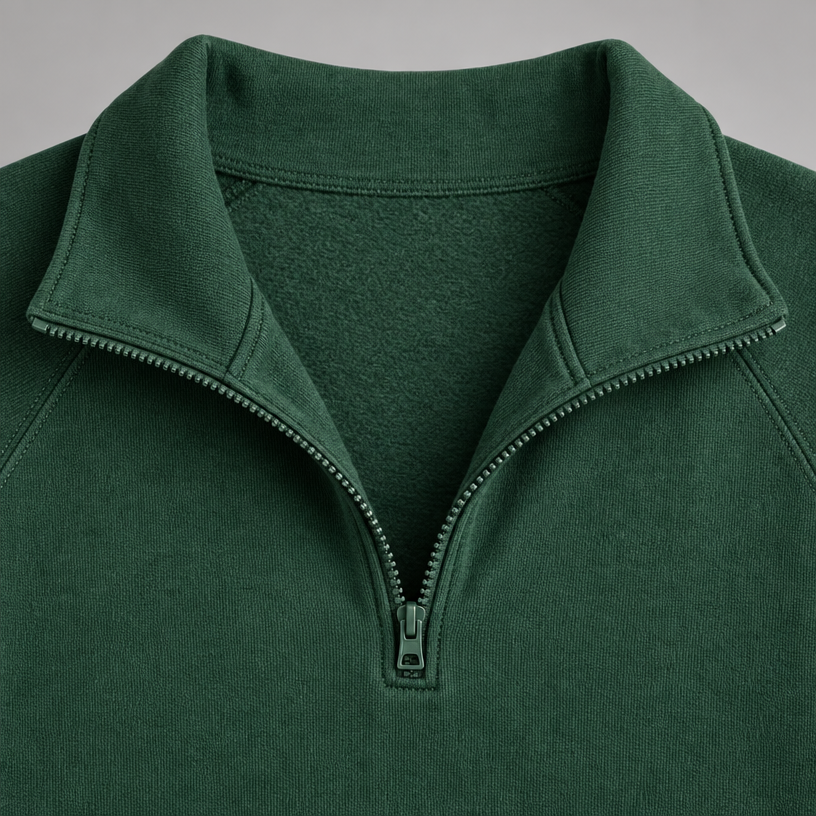 Damen Lounge-Zweiteiler mit Half-Zip und weiter Hose — Dunkelgrün