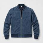 Herren Suede-Jacke mit Stehkragen – Regular Fit — Blau