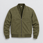 Herren Suede-Jacke mit Stehkragen – Regular Fit — Grün