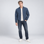 Herren Suede-Jacke mit Stehkragen – Regular Fit — Blau