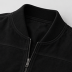 Herren Suede-Jacke mit Stehkragen – Regular Fit — Schwarz