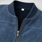 Herren Suede-Jacke mit Stehkragen – Regular Fit — Blau