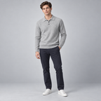 Herren Merino-Polopullover mit Knopfleiste – Regular Fit — Hellgrau