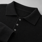 Herren Merino-Polopullover mit Knopfleiste – Regular Fit — Schwarz