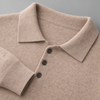 Herren Merino-Polopullover mit Knopfleiste – Regular Fit — Camel