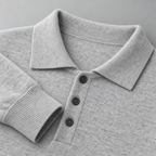 Herren Merino-Polopullover mit Knopfleiste – Regular Fit — Hellgrau