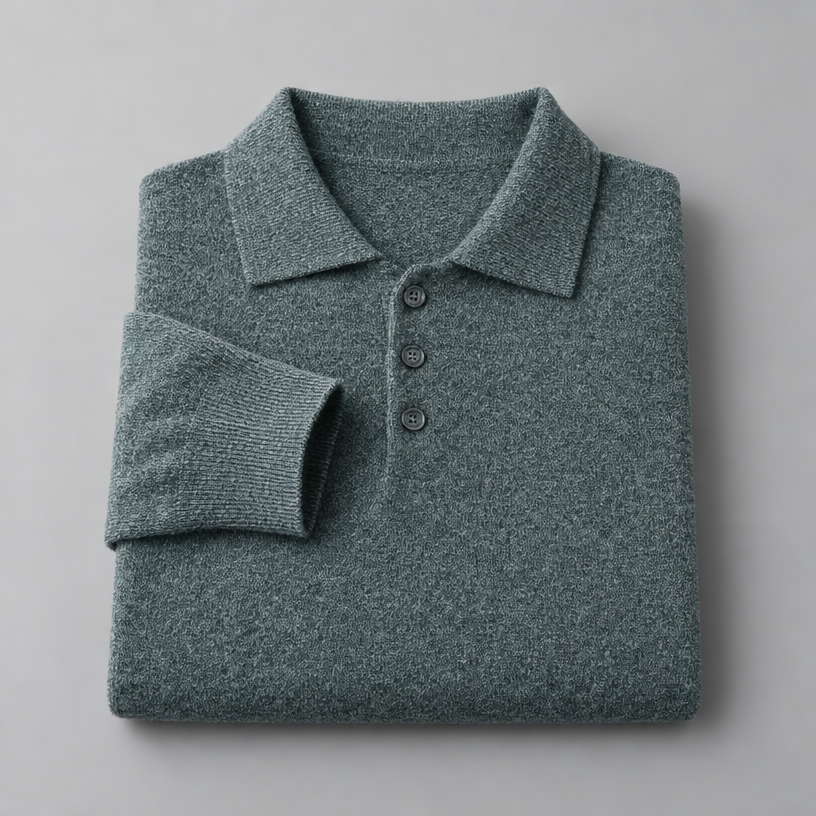 Herren Merino-Polopullover mit Knopfleiste – Regular Fit — Grün