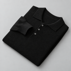 Herren Merino-Polopullover mit Knopfleiste – Regular Fit — Schwarz