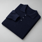 Herren Merino-Polopullover mit Knopfleiste – Regular Fit — Marineblau