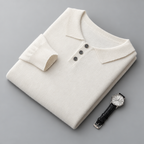 Herren Merino-Polopullover mit Knopfleiste – Regular Fit — Weiß