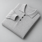Herren Merino-Polopullover mit Knopfleiste – Regular Fit — Hellgrau
