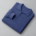 Herren Merino-Polopullover mit Knopfleiste – Regular Fit — Blau