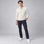 Herren Merino-Polopullover mit Knopfleiste – Regular Fit — Weiß