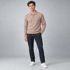 Herren Merino-Polopullover mit Knopfleiste – Regular Fit — Camel