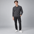 Herren Merino-Polopullover mit Knopfleiste – Regular Fit — Dunkelgrau