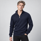 Herren Quarter-Zip-Pullover mit Stehkragen – Regular Fit — Blau