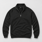 Herren Quarter-Zip-Pullover mit Stehkragen – Regular Fit — Schwarz