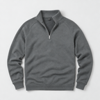 Herren Quarter-Zip-Pullover mit Stehkragen – Regular Fit — Grau