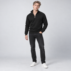 Herren Quarter-Zip-Pullover mit Stehkragen – Regular Fit — Schwarz