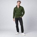 Herren Quarter-Zip-Pullover mit Stehkragen – Regular Fit — Grün