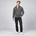 Herren Quarter-Zip-Pullover mit Stehkragen – Regular Fit — Grau