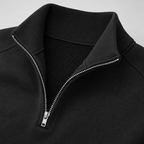 Herren Quarter-Zip-Pullover mit Stehkragen – Regular Fit — Schwarz