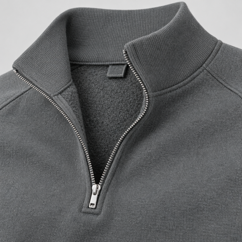 Herren Quarter-Zip-Pullover mit Stehkragen – Regular Fit — Grau