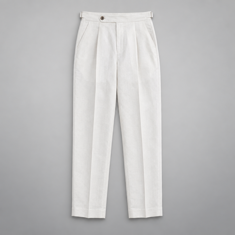 Herren Leinenhose mit Bundfalten – Relaxed Fit — Weiß